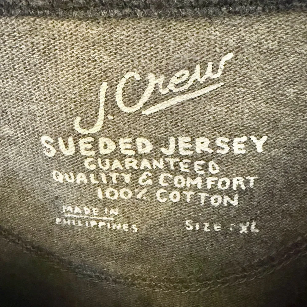 JCrew 1/4 Zip Pullover Sueded Jersey Cotton Tan Brown Sweatshirt Men’s XL